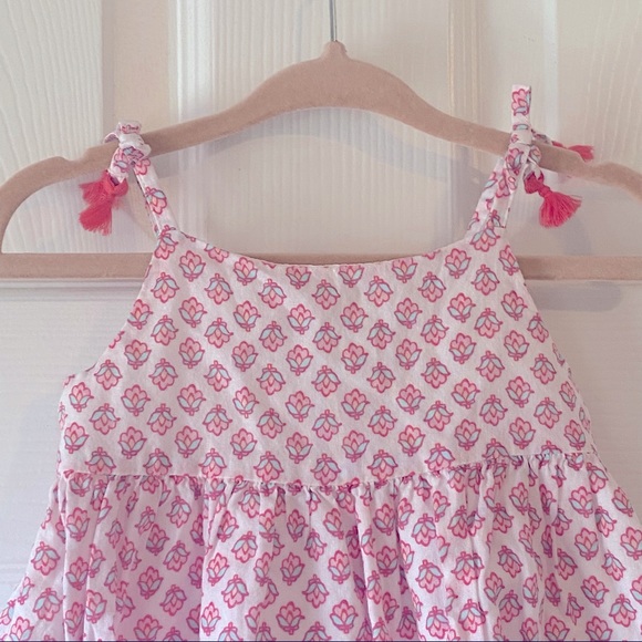 Baby B’gosh floral pink & turquoise dress with tassels on shoulder straps - Picture 2 of 9